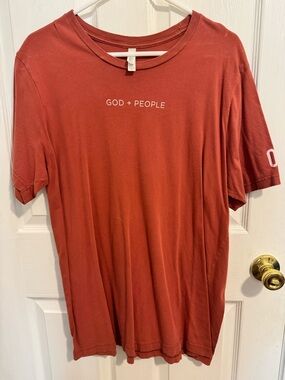 Bella Canvas Rust Short Sleeve Crew Neck T‑Shirt with GOD + PEOPLE Print